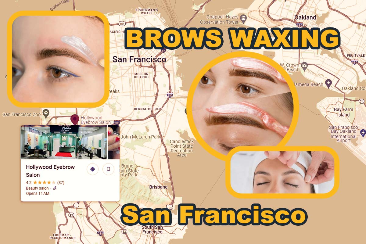 brows waxing image with location map of hollywood eyebrow, san francisco